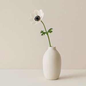 Minimalist White Ceramic Vase for Single Stem Flower Arrangement