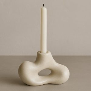 12 Modern Ceramic Single Candle Holder with Irregular Organic Shape
