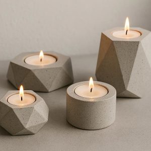 13 Geometric Concrete Candle Holder Set Modern Home Decor