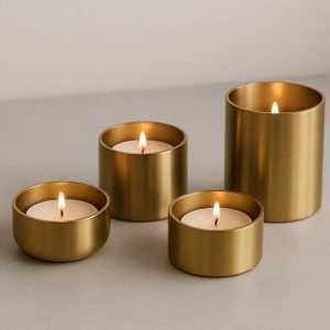 15 Brass Tealight Candle Holder Set Minimalist Modern Table Decor