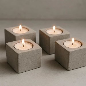 Set of Four Mini Concrete Tea Light Holders for Centerpiece