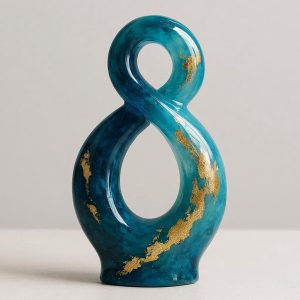 Modern Resin Art Sculpture with Gold Leaf Accent Decor