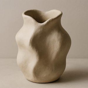 6 Ceramic Vase with Irregular Organic Shape and Matte Finish