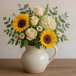 8 Ceramic Vase with Wide Mouth for Farmhouse Style Flower Bouquet