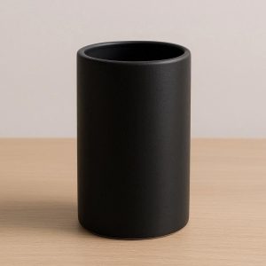 9 Black Ceramic Vase Simple Cylinder Shape for Office Desk